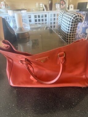 Prada Coral-Red Saffiano Shoulder Bag